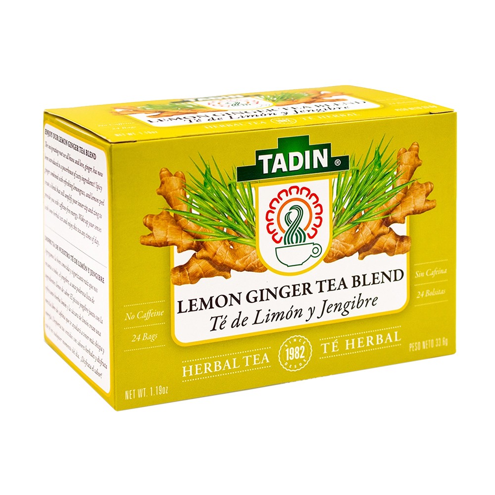 Tadin Lemon Ginger Herbal Tea. Energy & Digestive Aid. 24 tb. 0.84 oz. Pack of 3