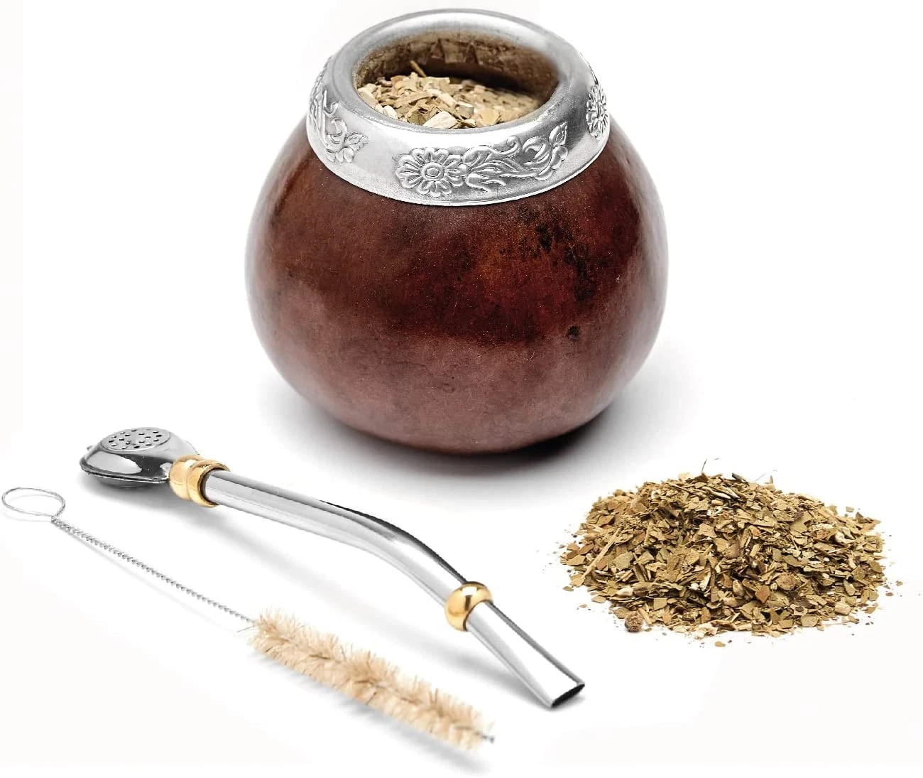 Yerba Mate Gourd Set (Original Natural Handmade Yerba Mate Cup Argentina) – Incl