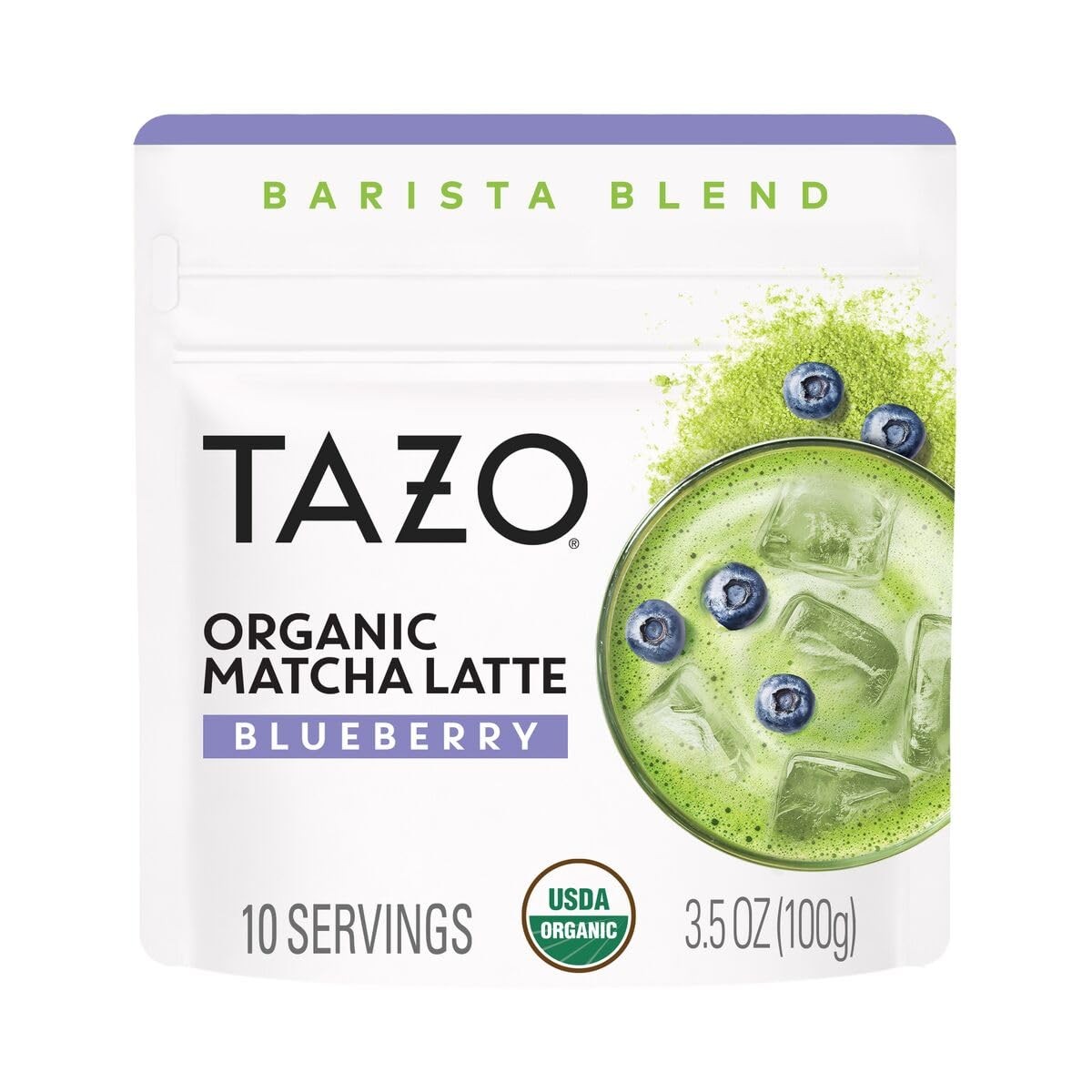 TAZO Organic Blueberry Matcha Latte Powder, Café Style 3.5 Ounce (Pack of 1)