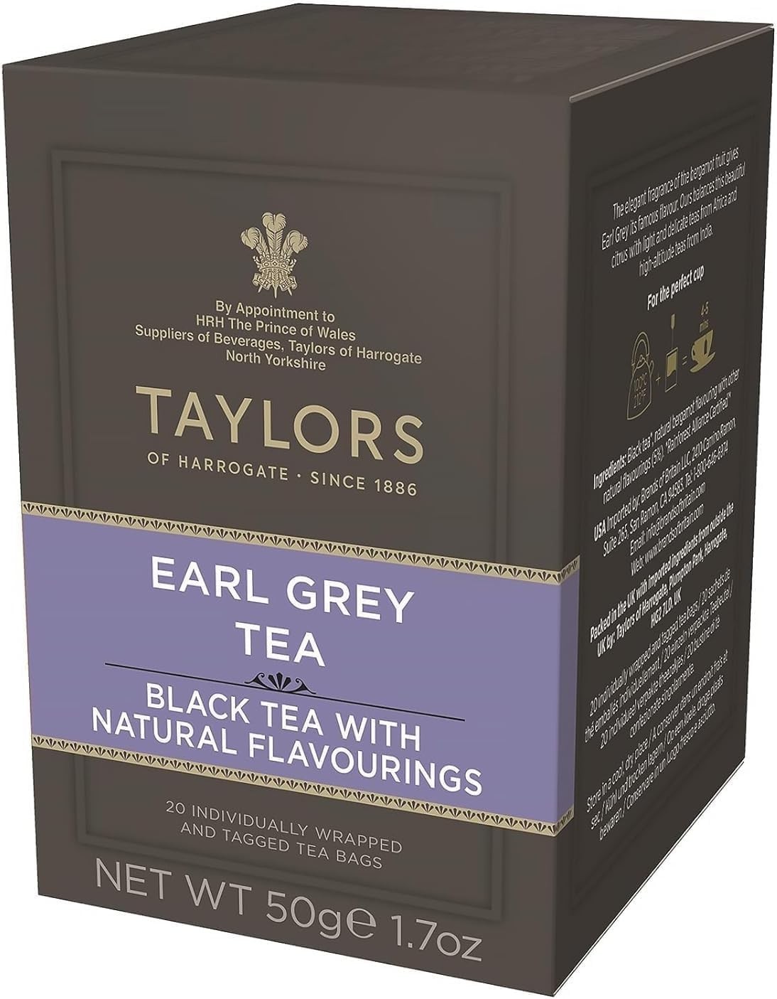 Delicate Earl Grey Black Tea – 20 Count, Caffeinated, Allergen-Free Delight