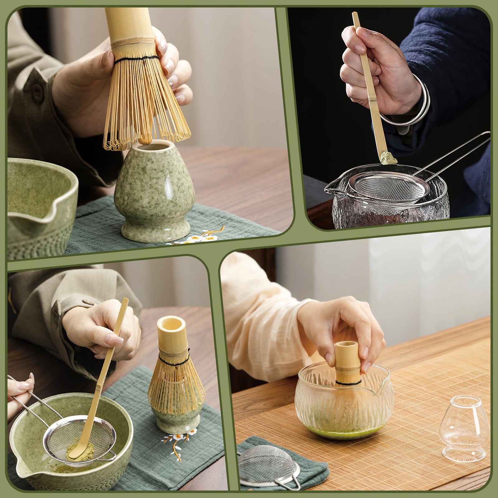 6 Pcs Matcha Whisk Set, Japanese Ceremonial Matcha Making Tools Kit for Bambo…