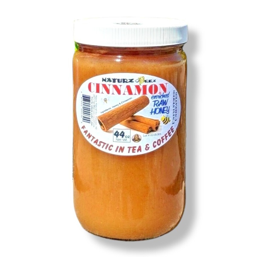 RAW HONEY with CINNAMON 2.75 Lbs / 44oz 100% PURE USA HONEY