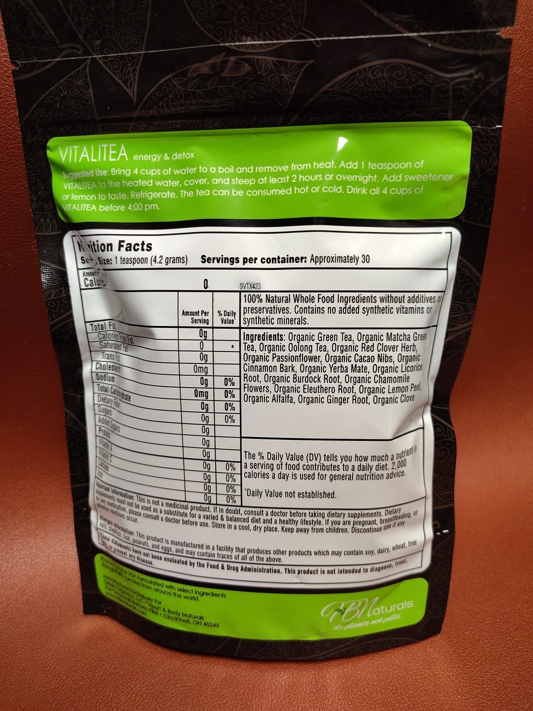 VitaliTEA Energy & Full Body Detox Organic Loose Leaf Herbal Tea – 30 Day