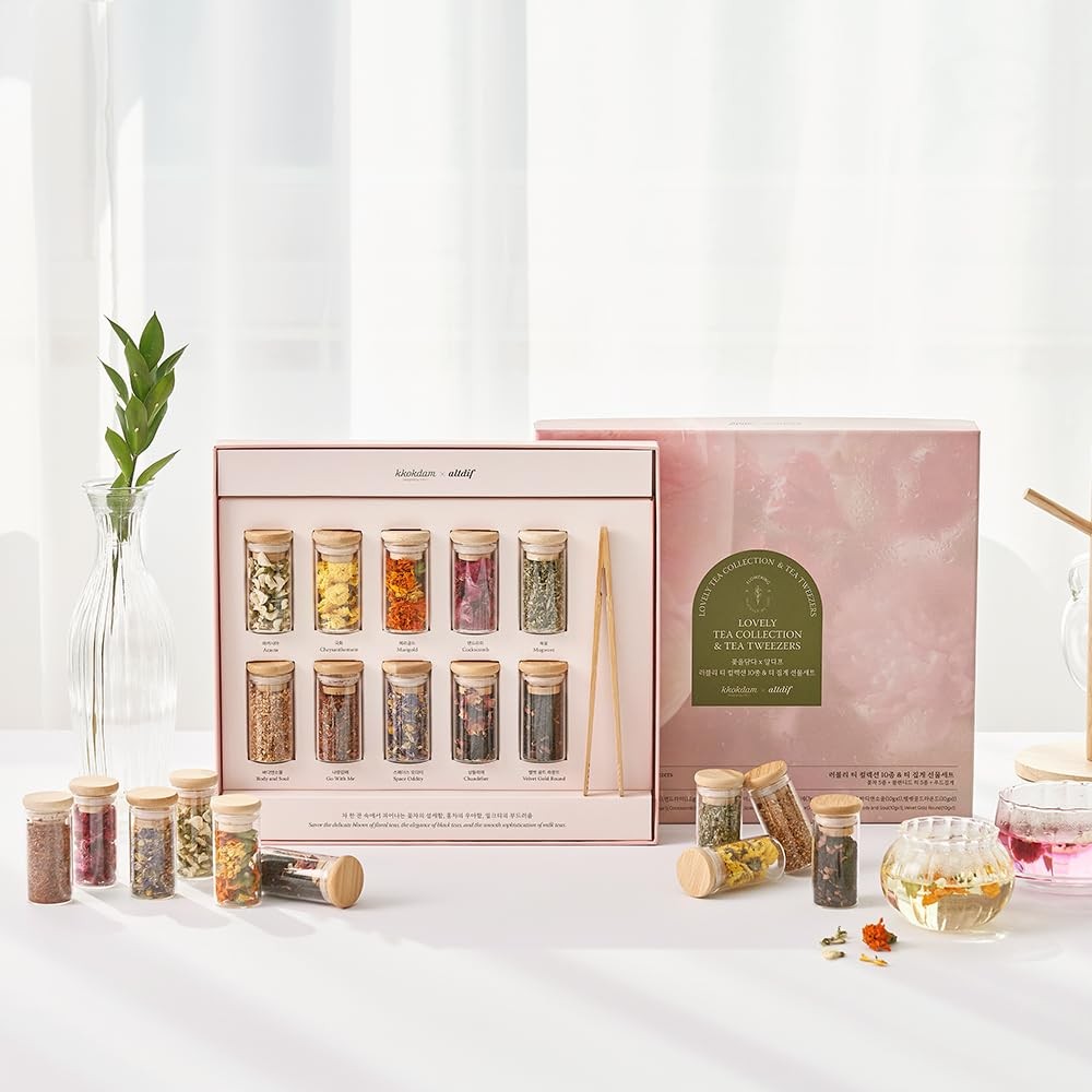 Premium 10-Tea Sampler Gift Set with Wooden Tweezers – 5 Blooming Flower & 5 …