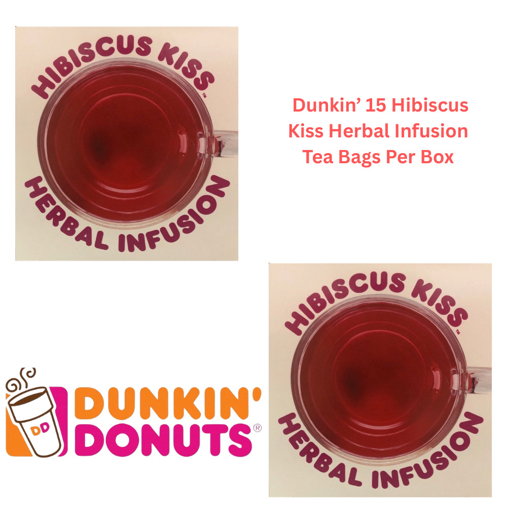 Dunkin’ Hibiscus Kiss Tea Total 30 Bags Herbal Infusion Caffeine Free 1.6 oz EA