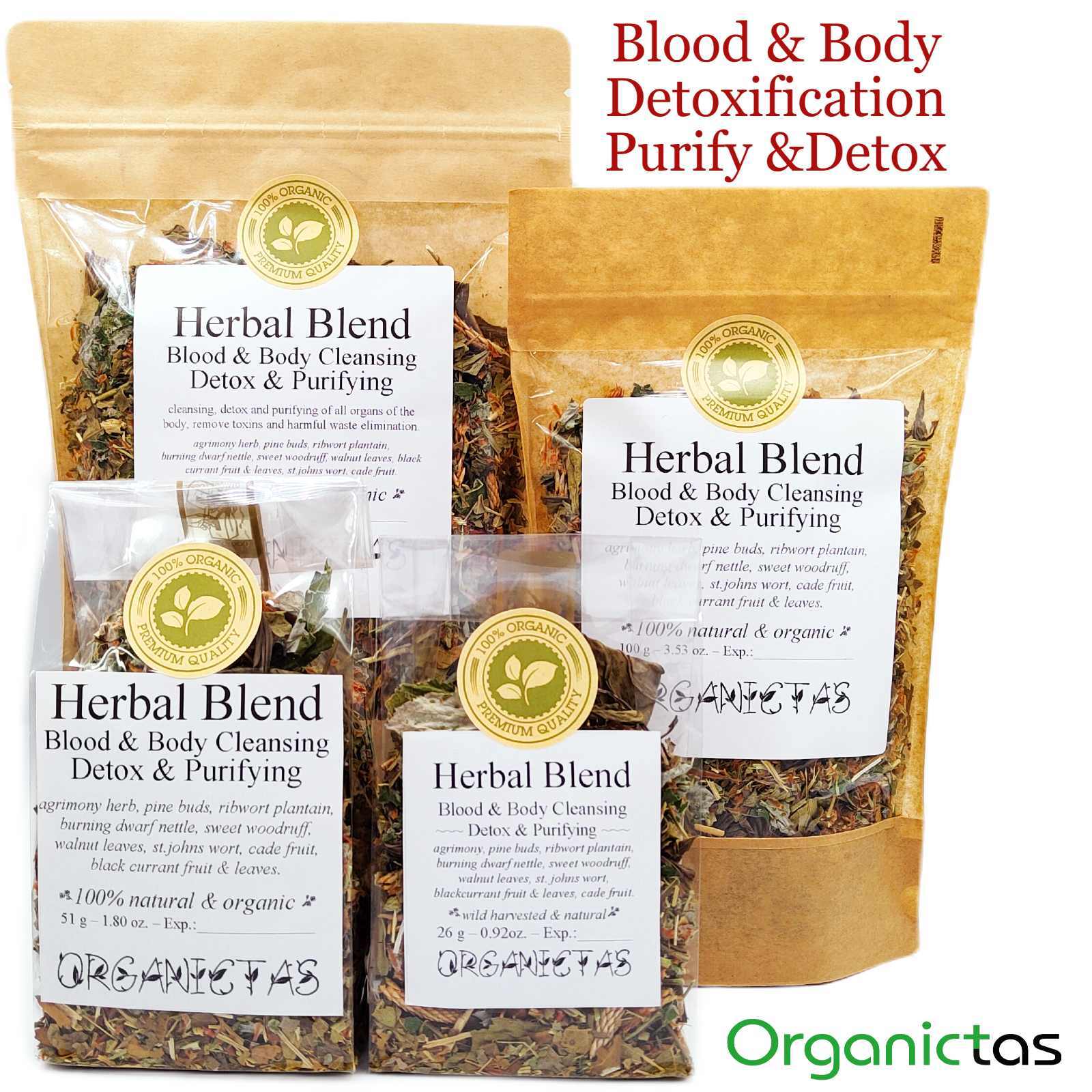 Organic Tea Blend with 10 Herbs for Body & Blood Detox, Cleanse and Purifying