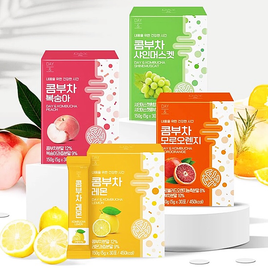 DAY& Kombucha 7 Fruit Flavors Tea Simple Light Tea 5g x 30T Korean Healthy Tea
