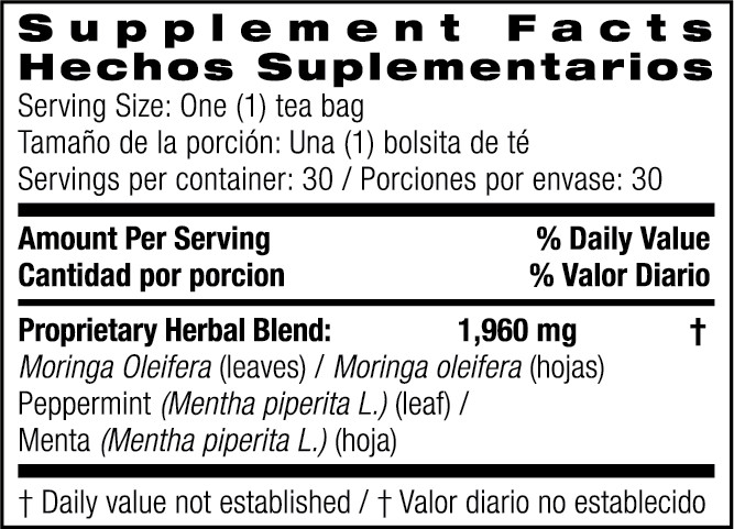 Moringa Tea Mint Flavor 30 Tea Bags