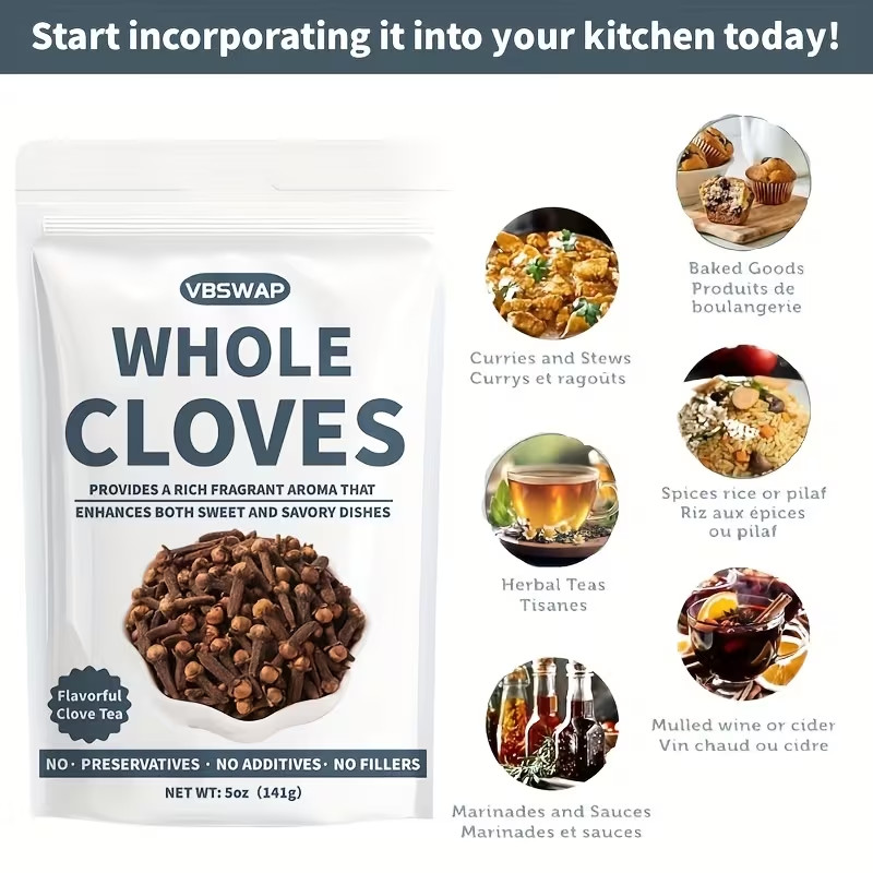 5oz (141g) Whole Cloves Natural Allergen-Free Spice  Cooking Baking Vegan