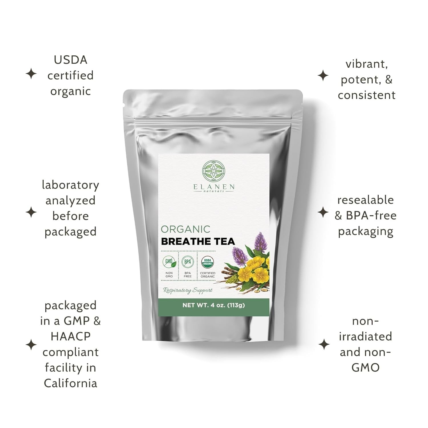 Organic Herbal Lung Tea for Respiratory Support with Mullein and Ginger