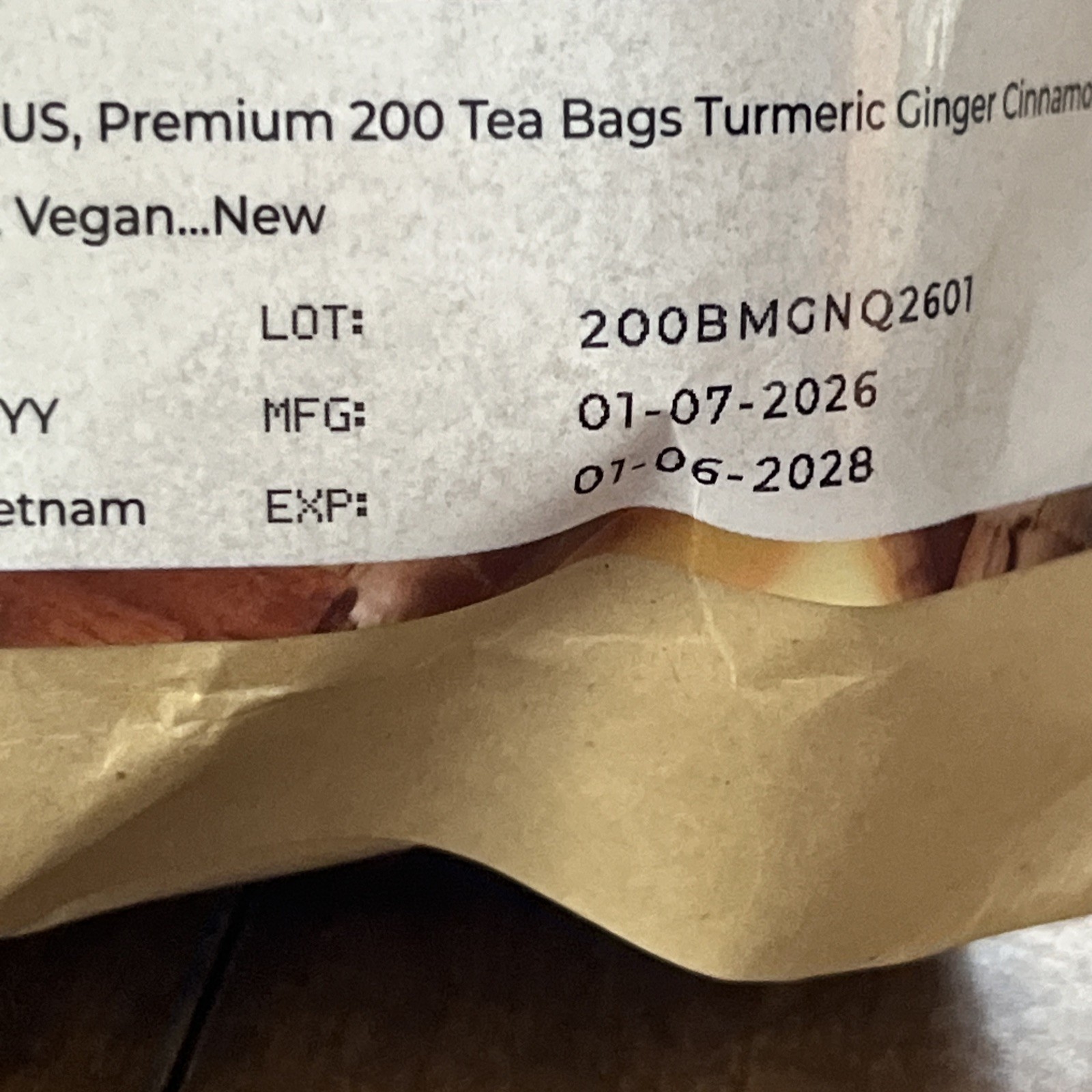 Premium 200 Turmeric Ginger Cinnamon Natural Tea Bags Pure No Additive Added
