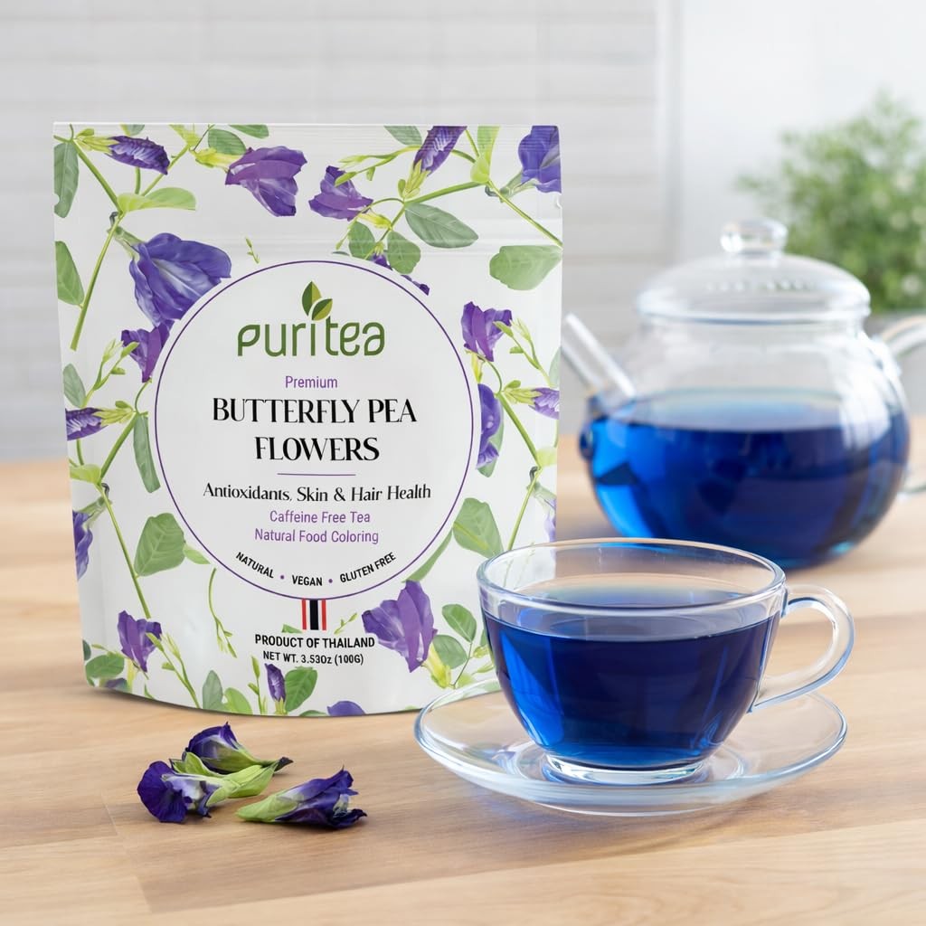 Butterfly Pea Flower Tea Loose Leaf 300+ Cups 3.53 Ounces Oz Dried butterfly …