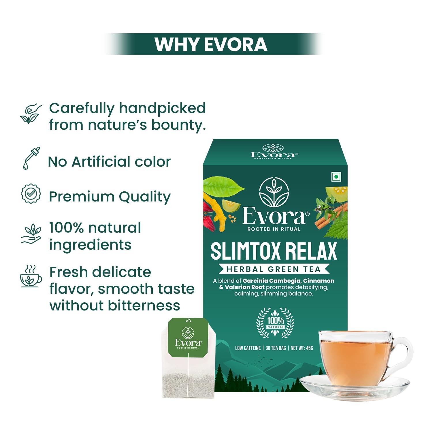 Slimtox Relax Herbal Green Tea, Low Caffeine, Double Chambered 30 Tea Bags, 4…