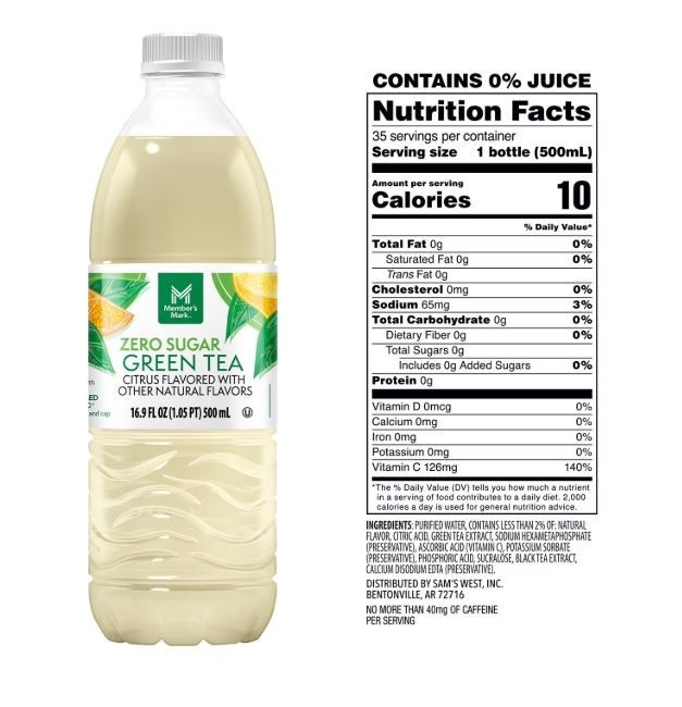 Member’s Mark Zero Sugar Green Tea, 16.9 fl. oz., 35 pk. Fast Dispatch