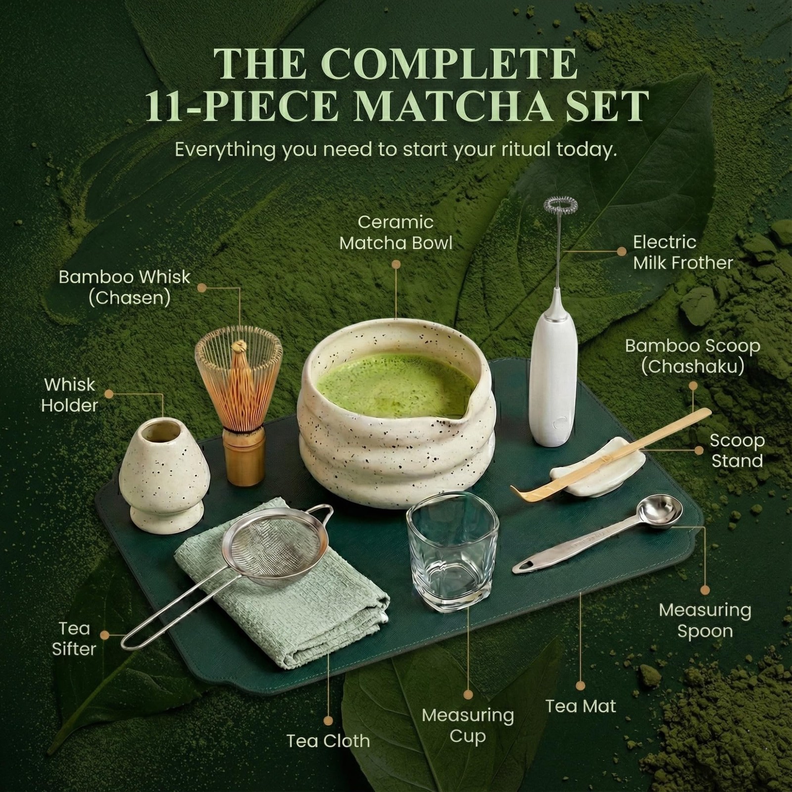 BARISTA EMPEROR® PREMIUM 11pcs MATCHA WHISK SET – Professional Matcha Kit Set…