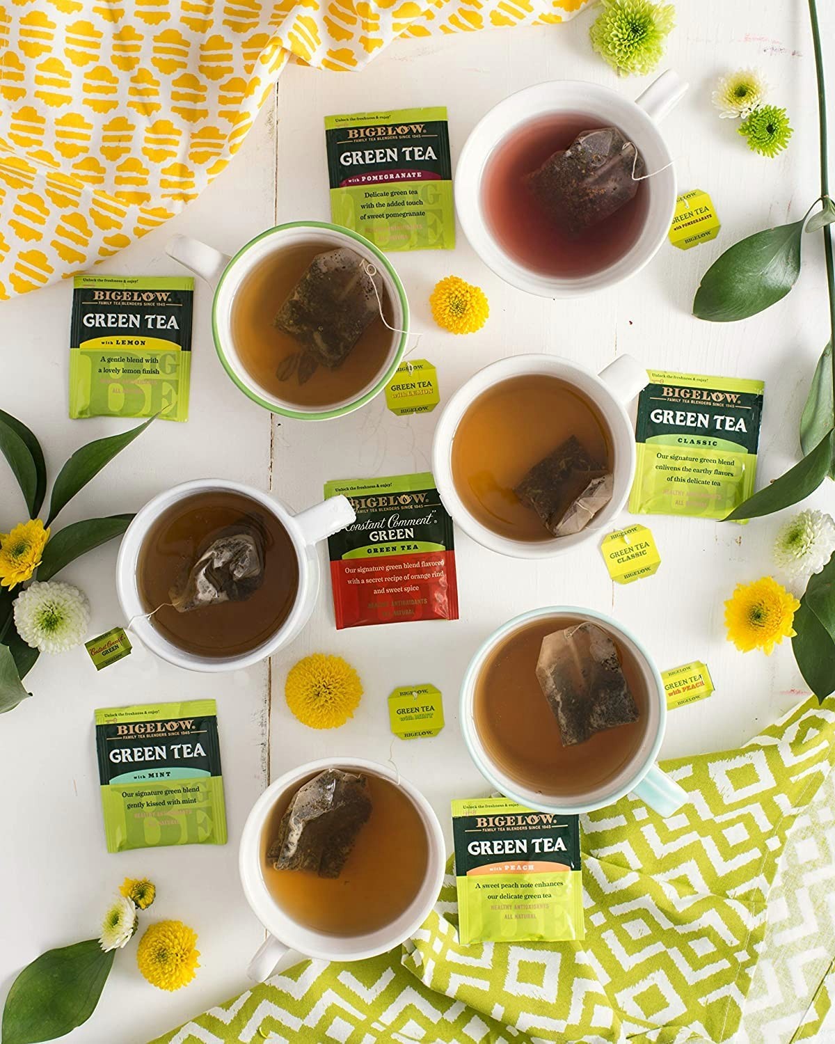 Bigelow Tea Bags – Sampler Variety Pack – Green, Black, Herbal, English, 48 & 96