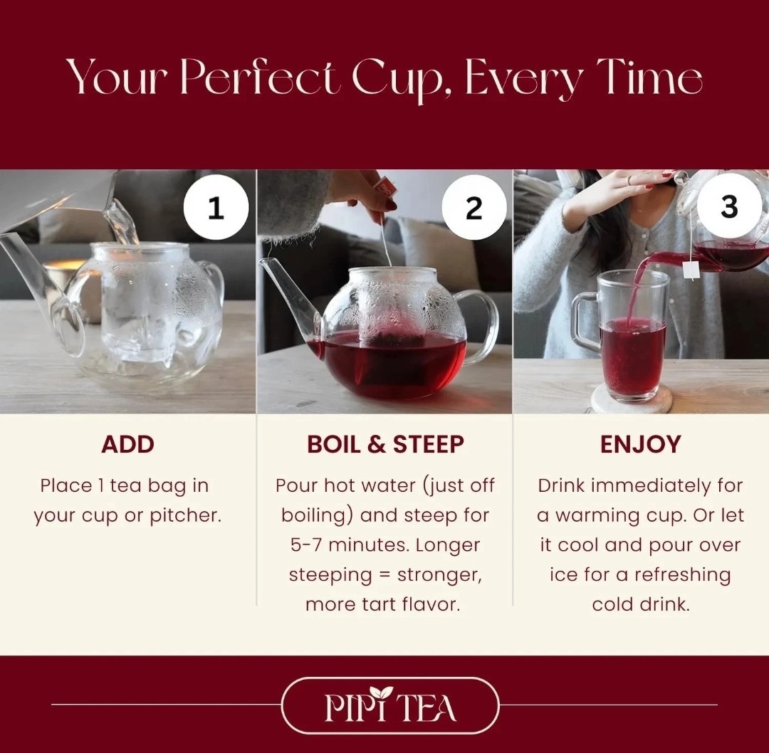 PiPi Tea Organic Hibiscus Tea Bags Caffeine Free Herbal Tea Rich in Antioxi