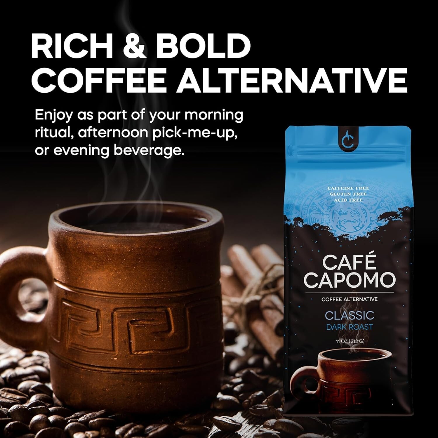 Capomo Herbal Coffee Substitute – Acid Caffeine And Gluten Free – Natural Dark