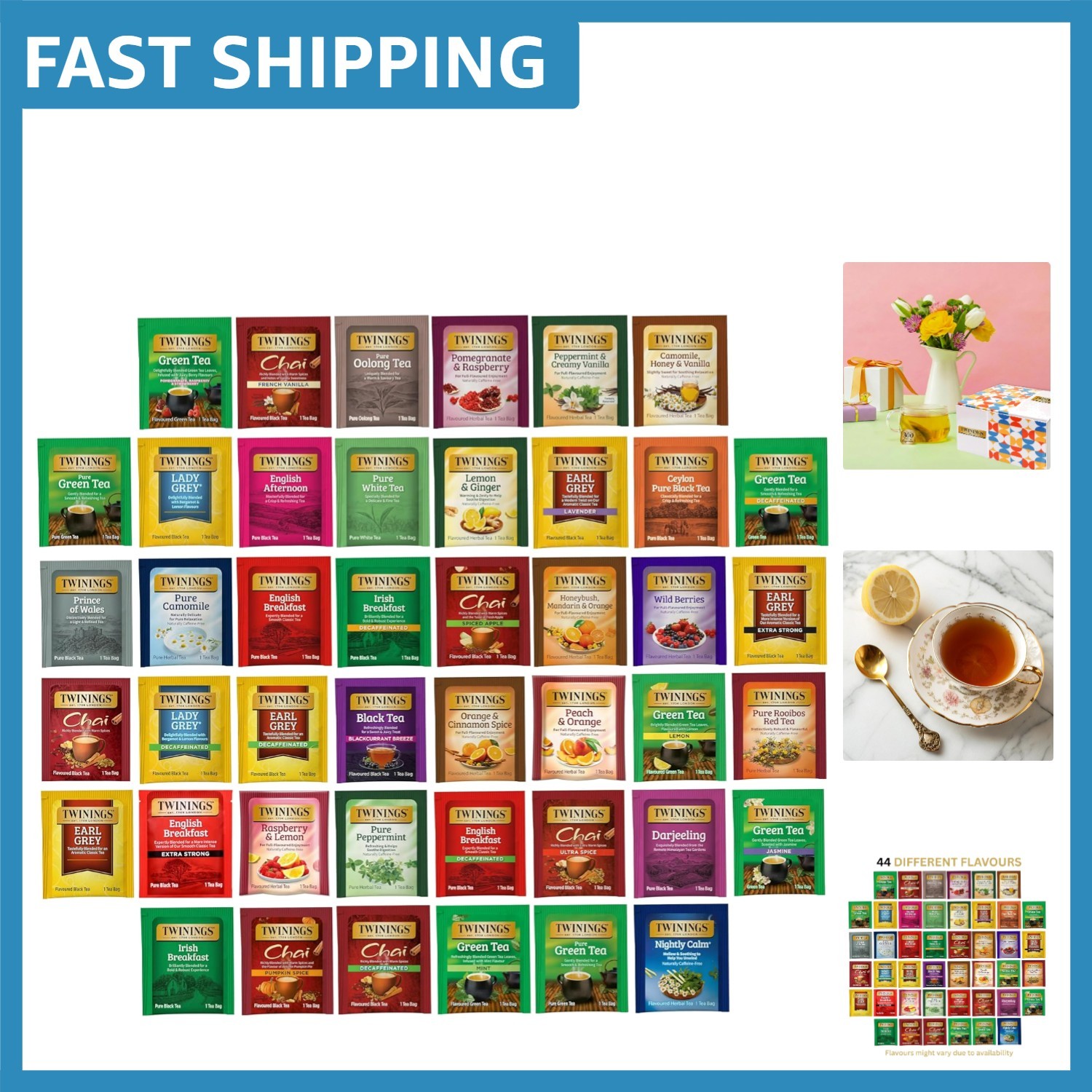 44 Unique Tea Bag Sampler Assortment – Caffeine-Free Variety Pack for Tea Lovers