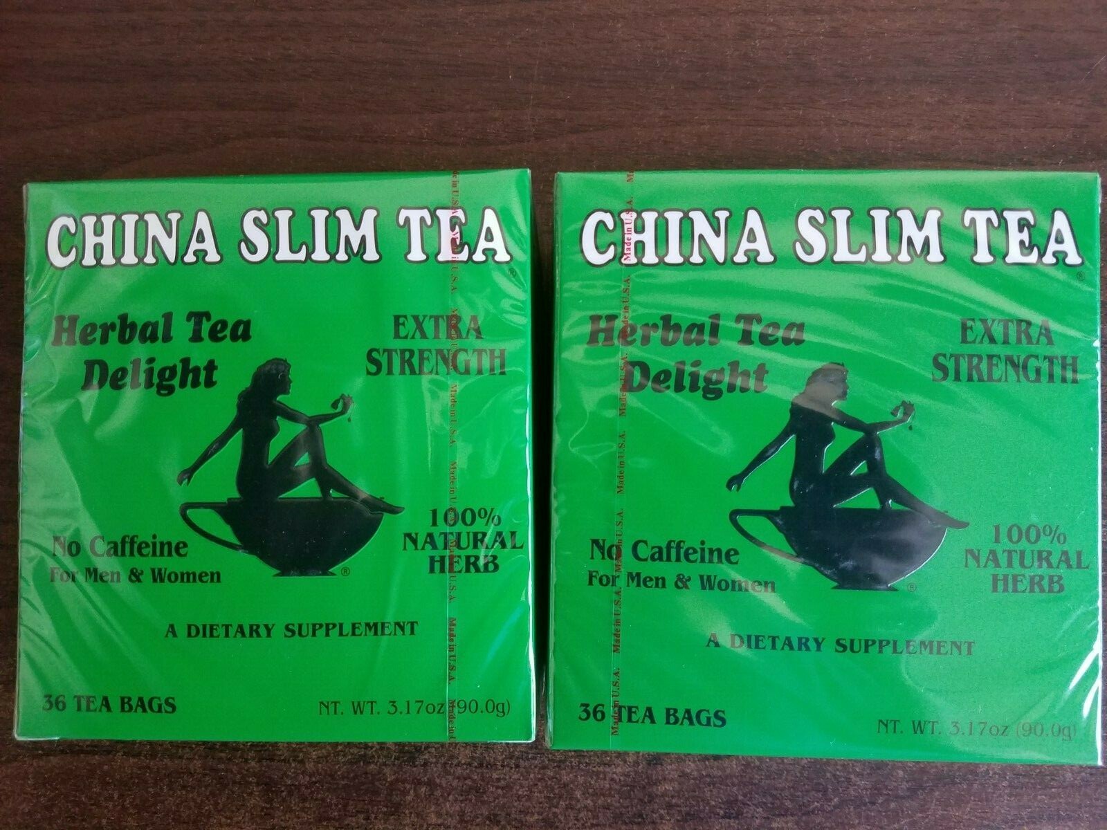 2 HERBAL TEA DELIGHT CHINA SLIM TEA EXTRA STRENGTH NO CAFFEINE 36 BAGS EA. 01/27