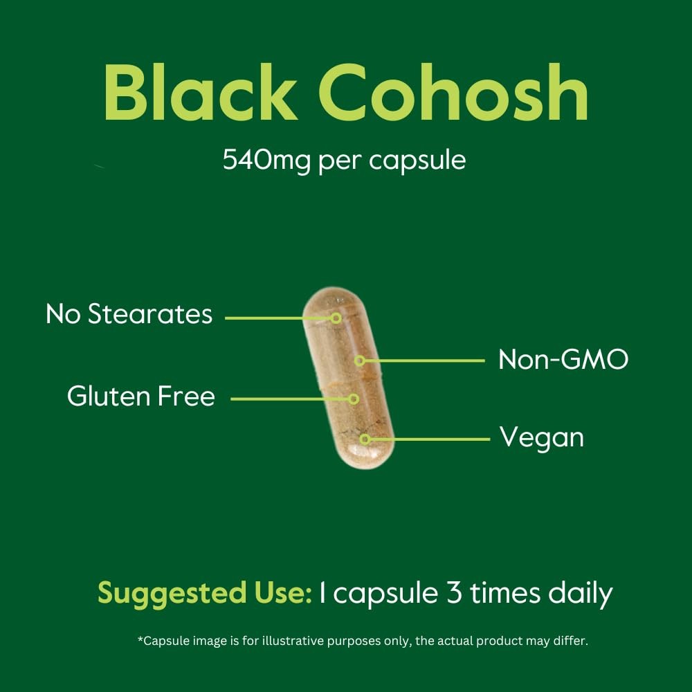 Black Cohosh 540mg (240 Vegetarian ) – No Stearates – No Fillers – Vegan – No…