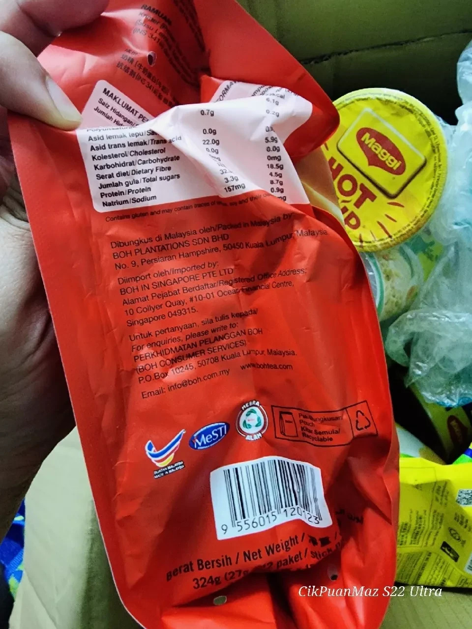 2 PACKS – BOH Teh Tarik Kurang Manis Original New Stick Pack 27g x 12s