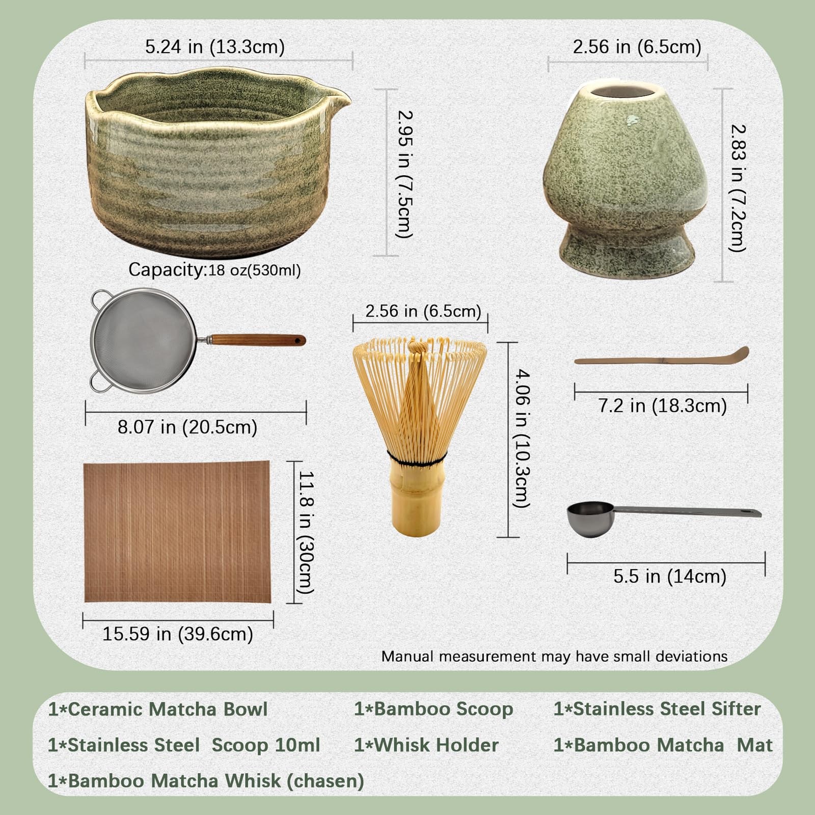 Matcha Whisk Set, 7 Pcs Matcha Kit with Spouted Bowl, Sifter and Whisk Holder…