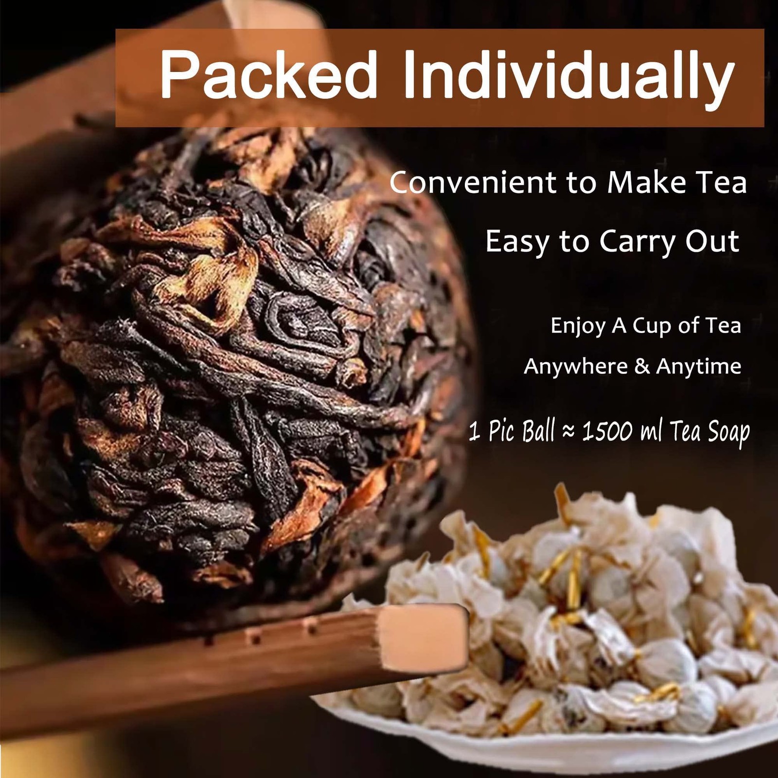 Aged Puerh Tea Balls, 5 Years Fermented Black Tea, 30 Count, 210g