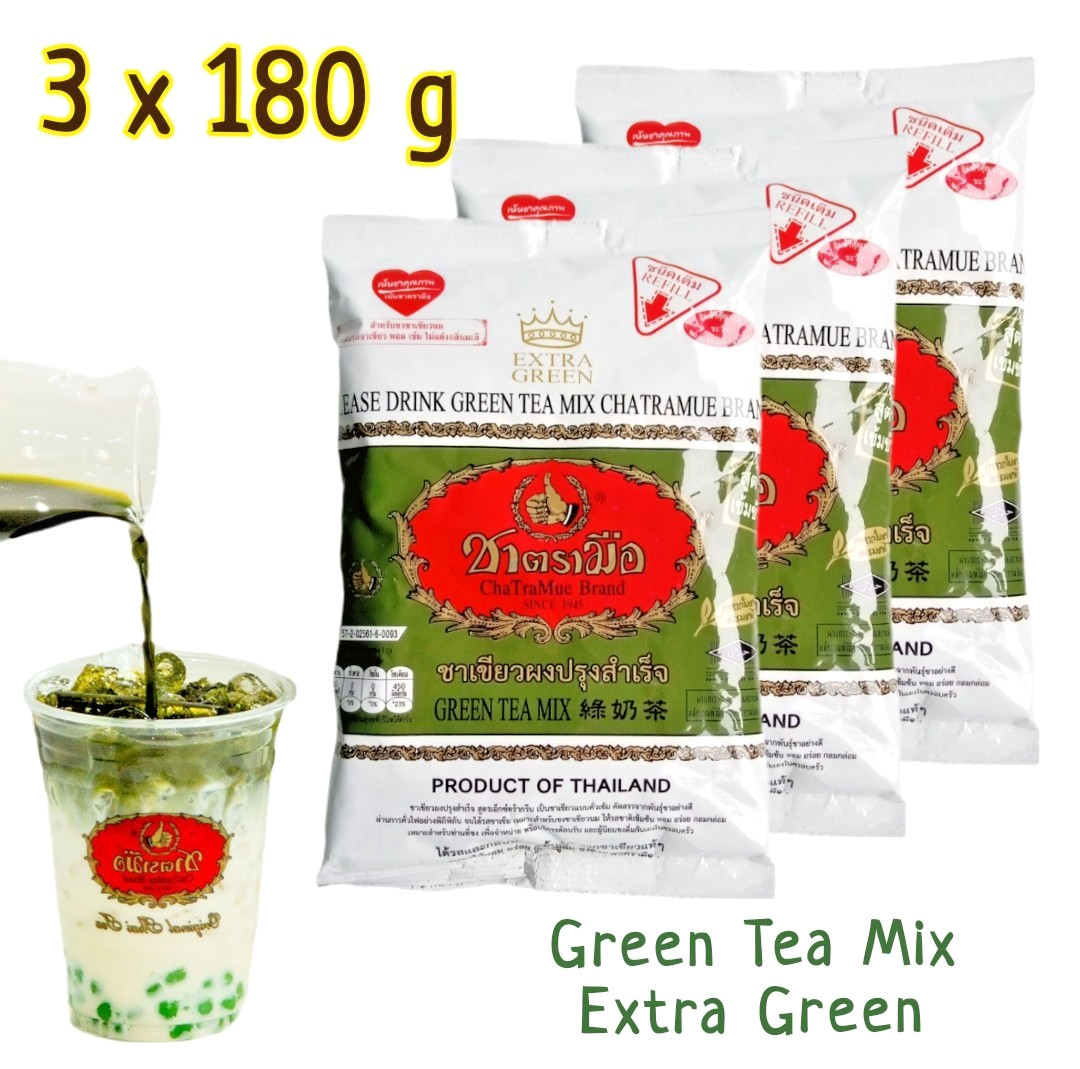 3 x ChaTraMue Original Thai Extra Green Tea Mix Powder 6.35 oz (180 g) – US DDP