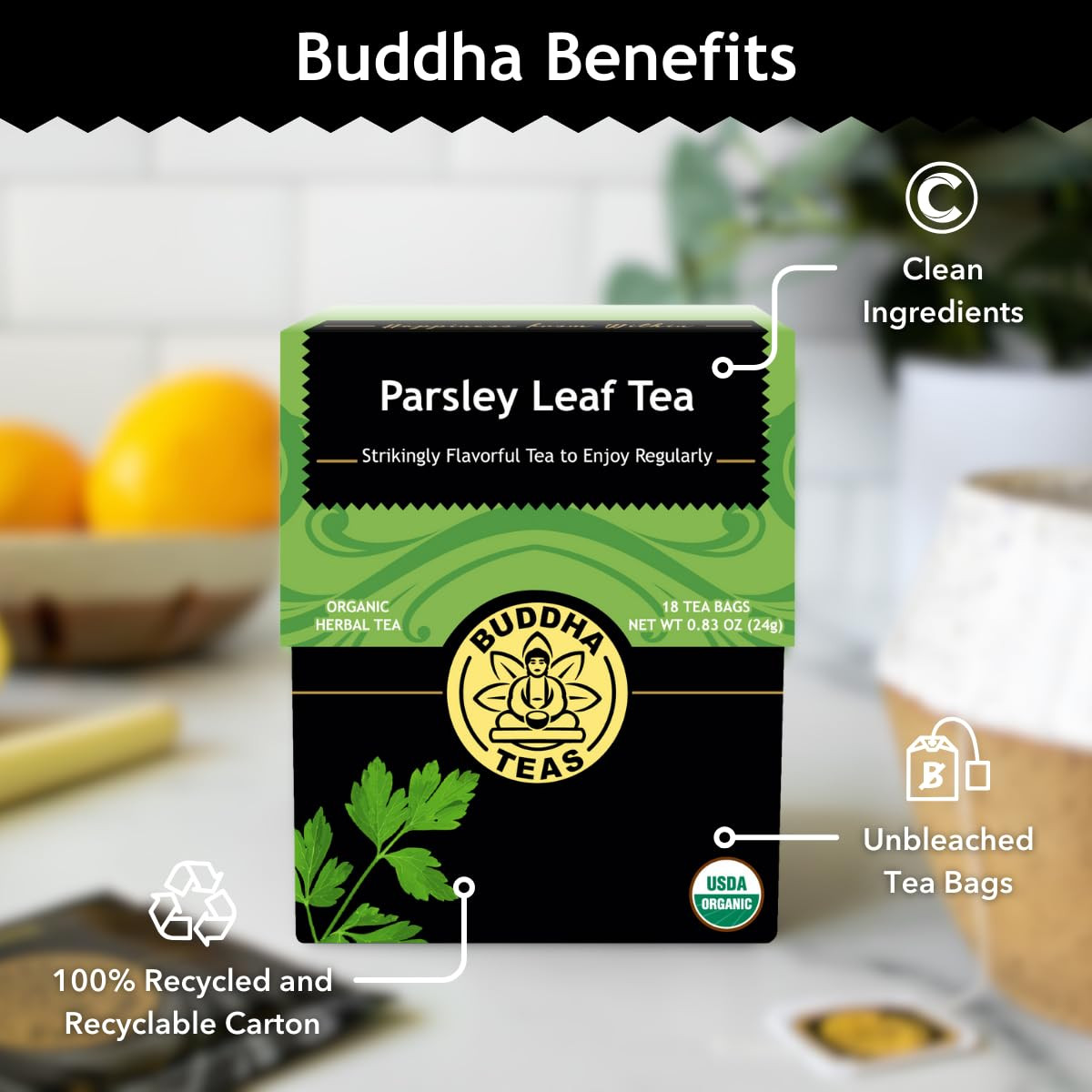 Buddha Teas – Organic Parsley Leaf Tea – Herbal Tea – for Health & Wellbeing – w