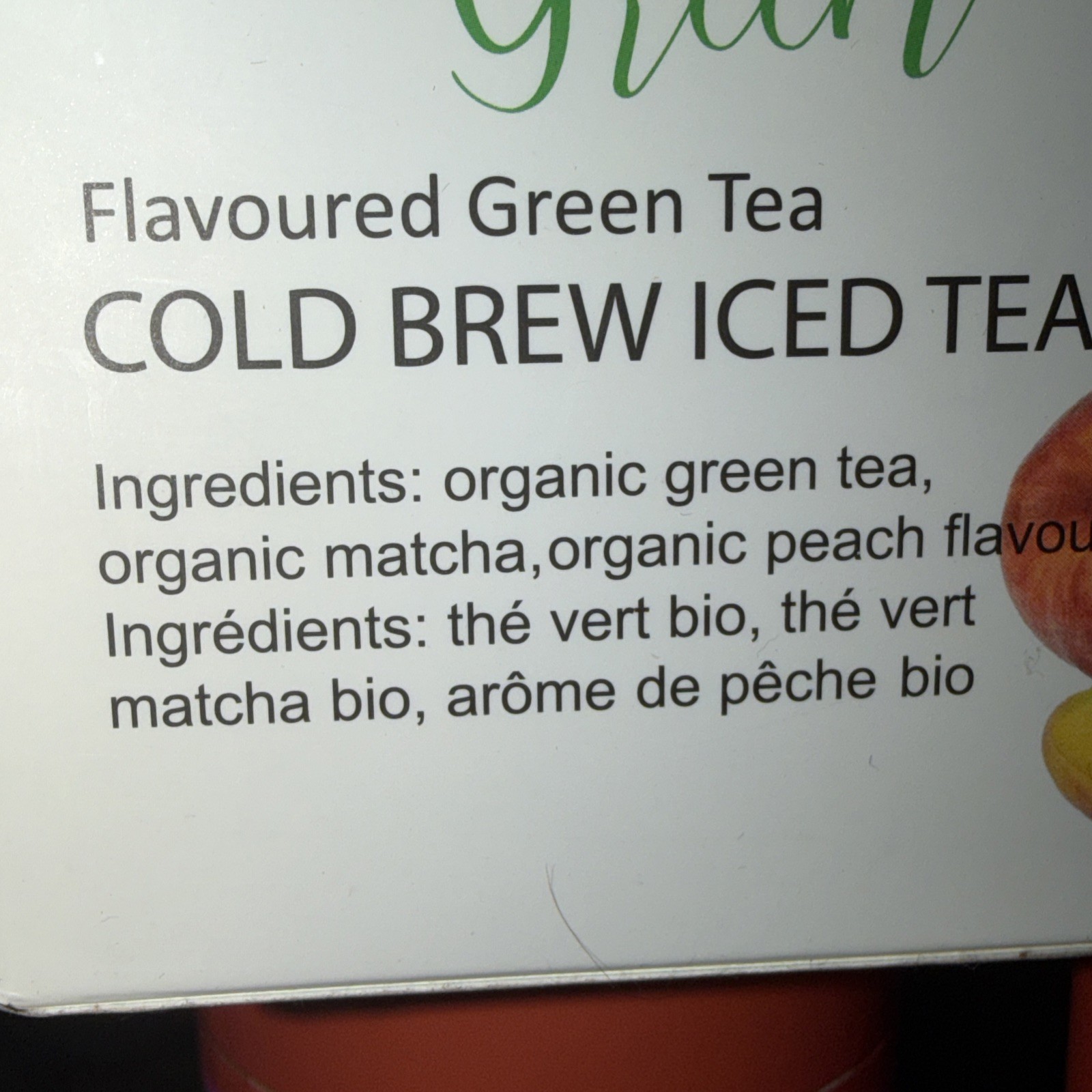 TOUCH ORGANIC 🍑 PEACH GREEN COLD BREW ICED TEA w MATCHA 2 Boxes=60 Pyramids