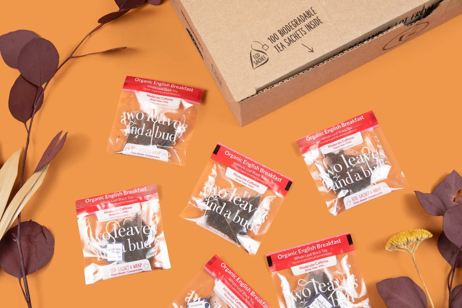 Two Leaves and a Bud Organic English Breakfast Tea Bags, Caffeinated Whole Le…