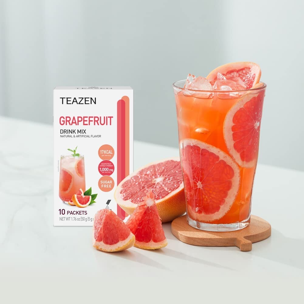 Portable Grapefruit Tea Stick Mix with Green Tea and Hibiscus – Refreshing Blend