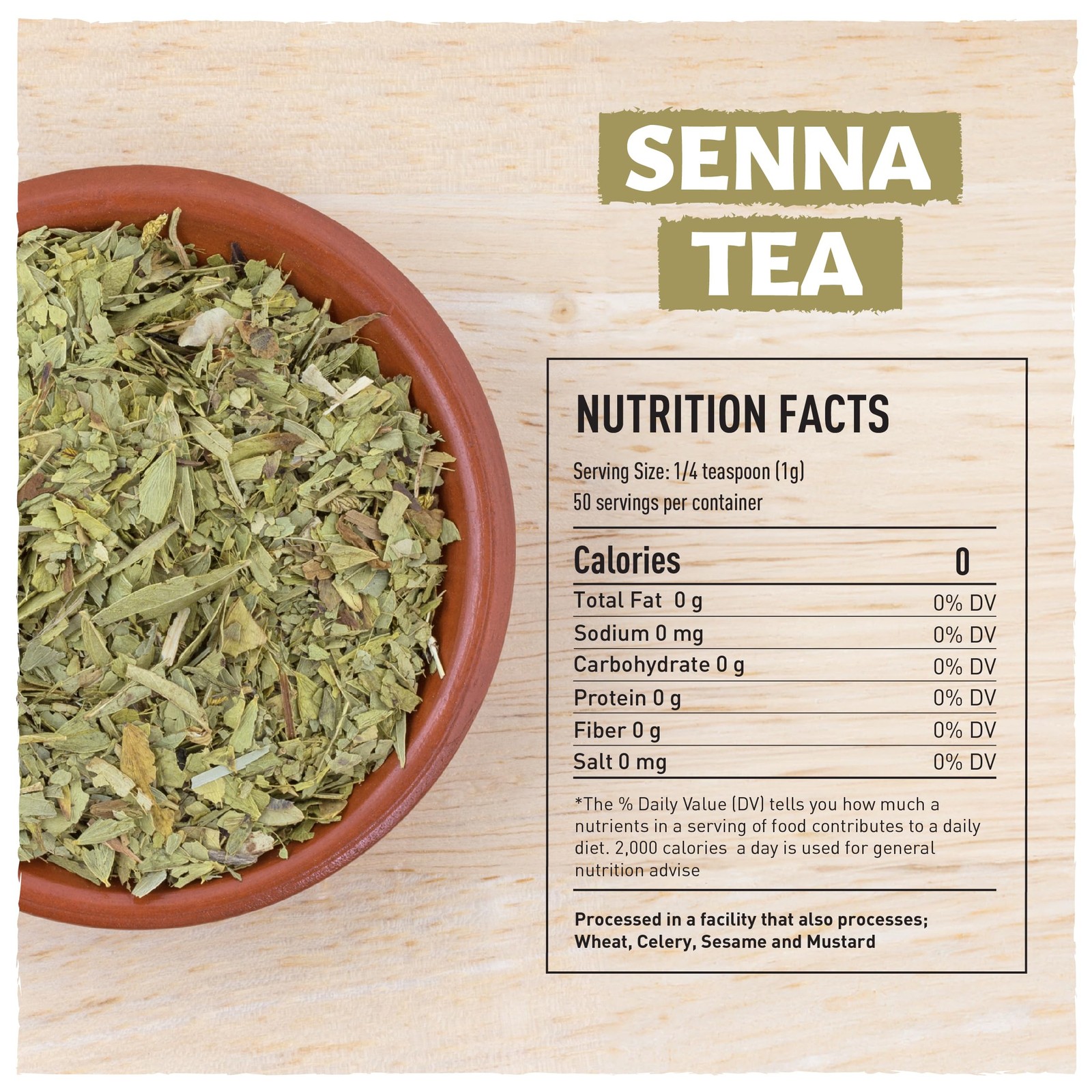 Senna Tea, 1.76oz, Senna Leaf Tea, Hoja Sen Cut Sifted Herbs, Sena Loose Lea…
