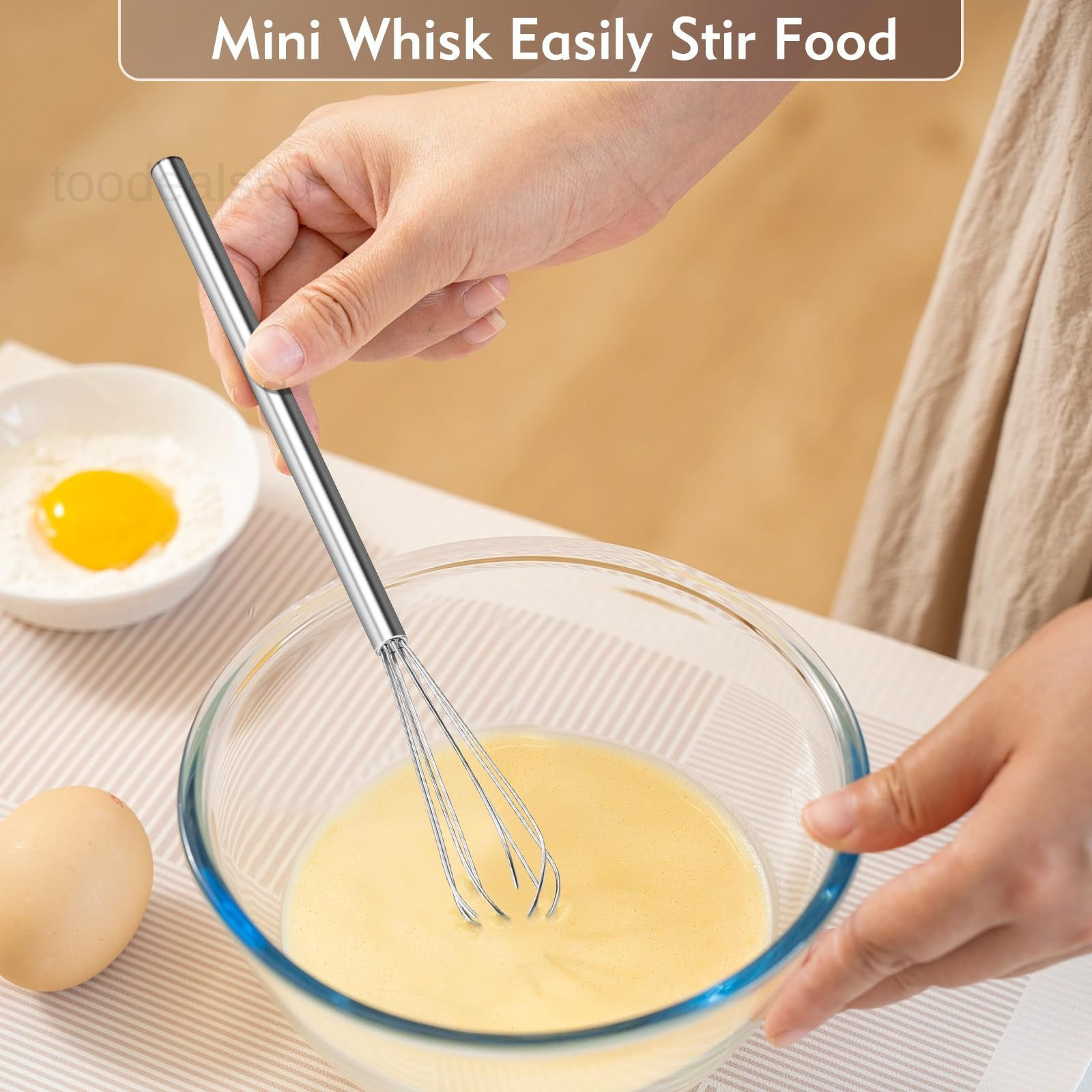10 Inch Mini Whisk, 304 Anti-Rust Stainless Steel Small Whisks Mini, Silver
