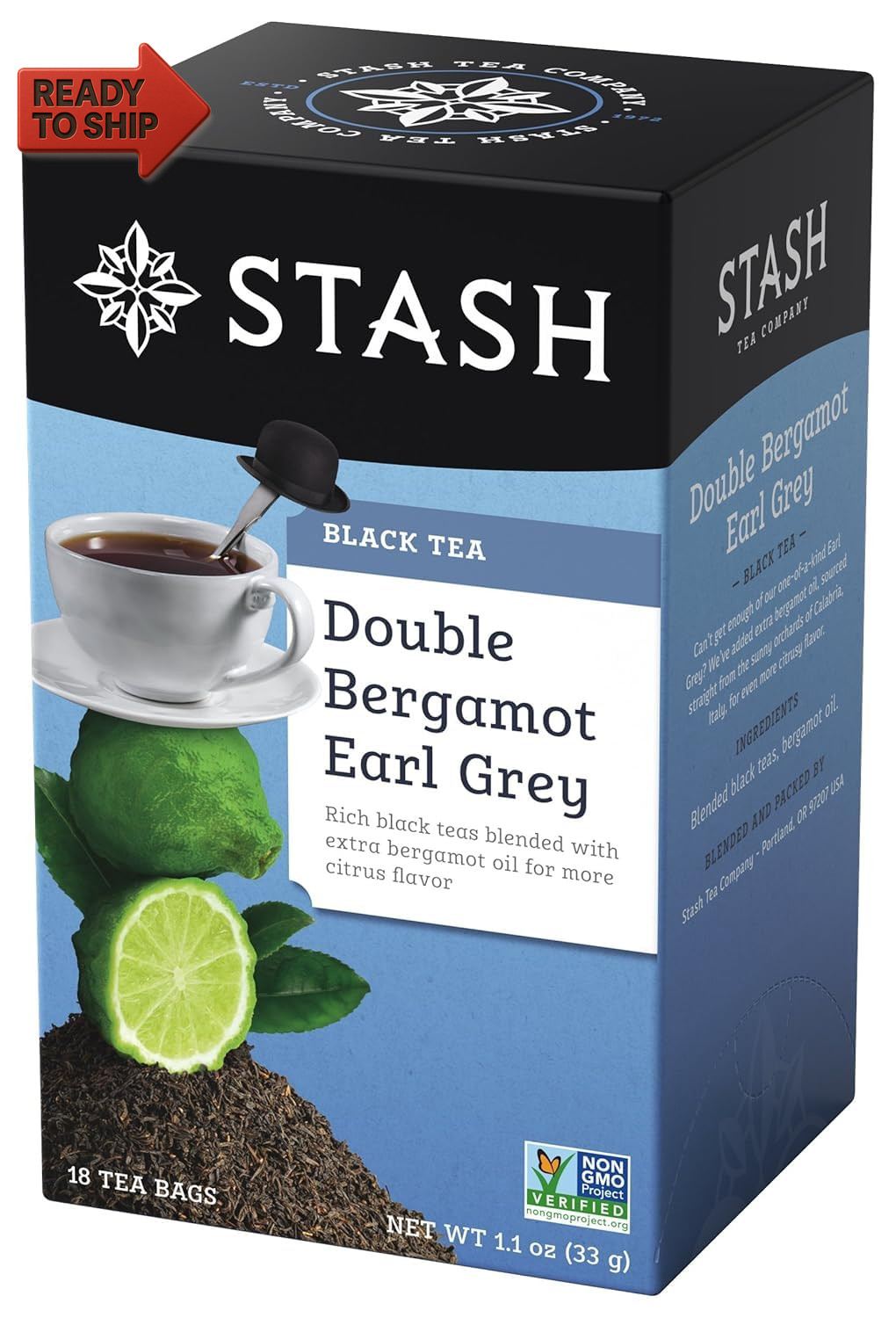 Stash Double Bergamot Earl Grey Black Tea, Tea Bags, 18 Ct