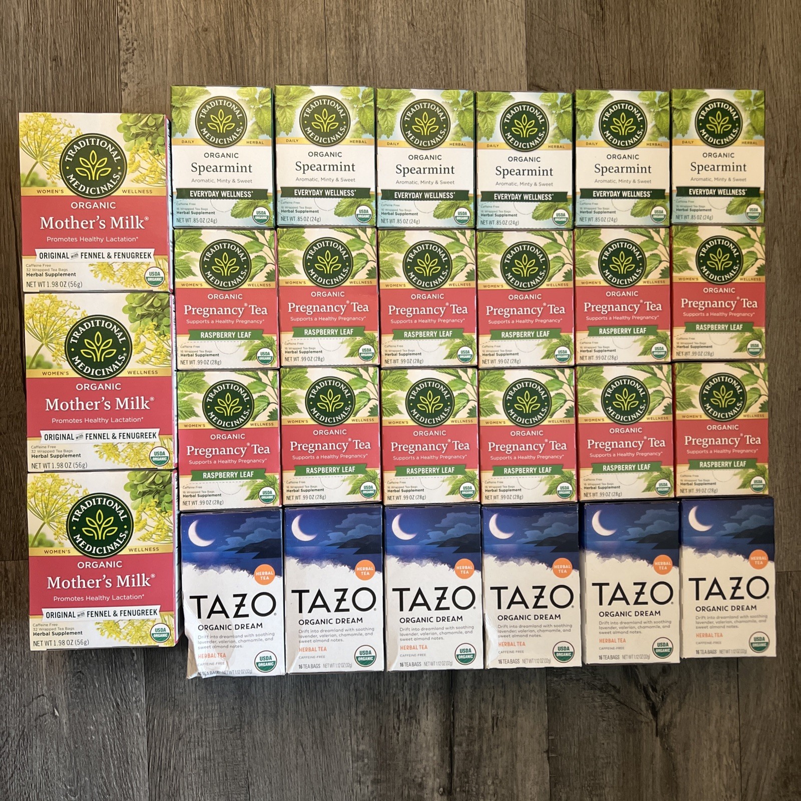 Tazo & Traditional Medicinals Org Spearmint, Pregnancy Tea, Mothers Milk, Dream