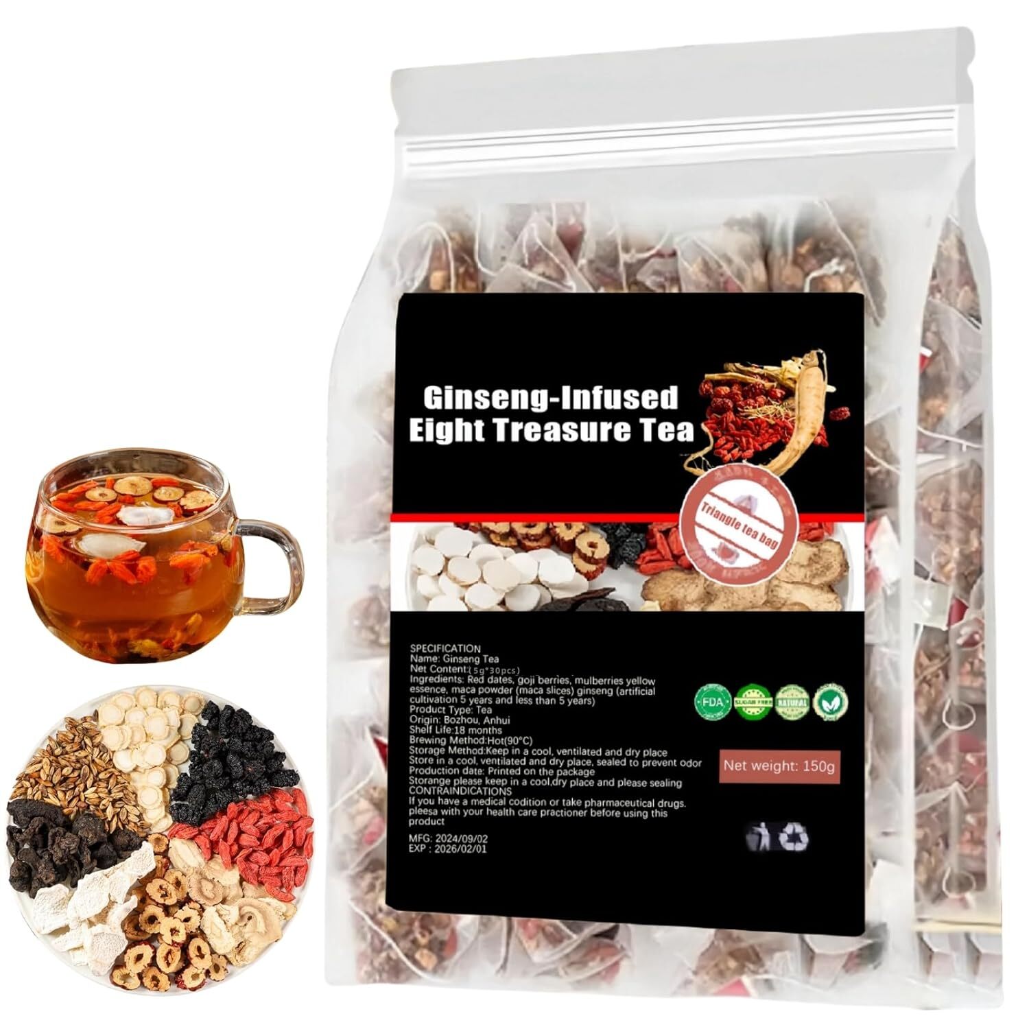30pcs Ginseng six treasure tea , Kidney tea ,liver tea , red date kidney health
