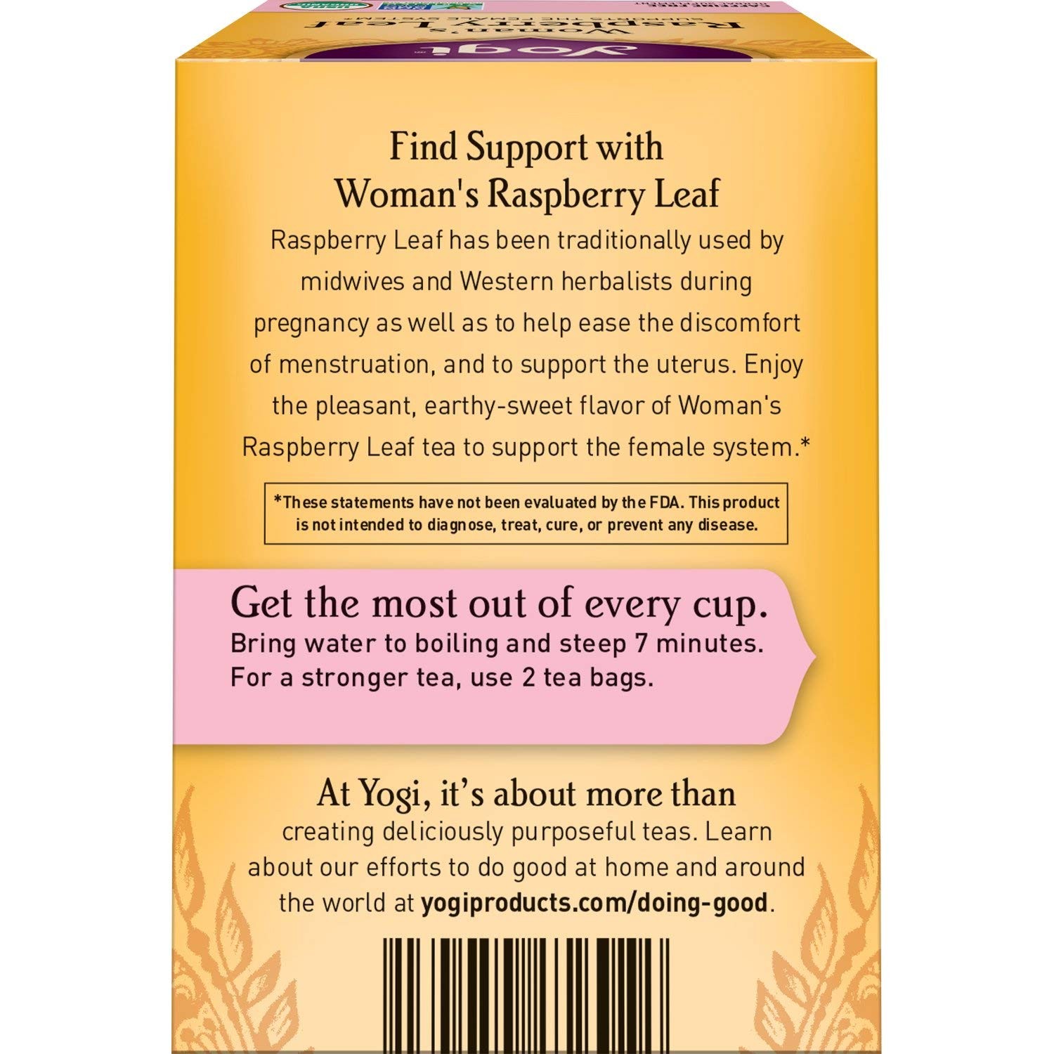 Yogi Women’s Raspberry Leaf Tea 16 Count (Pack of 1), Yellow and Pink