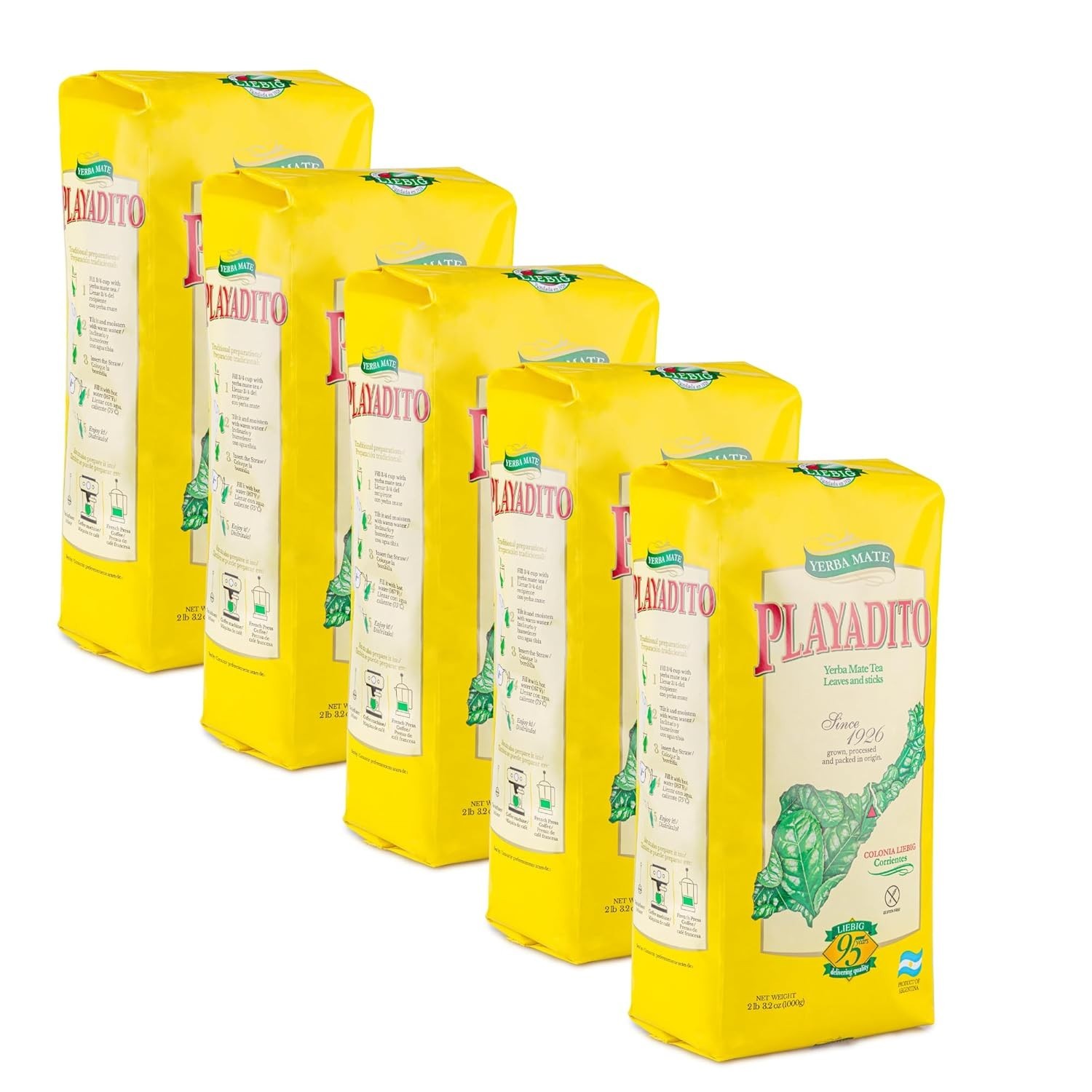 5x1kg Colonia Liebig Yerba Mate – Rich Flavor & Low Caffeine Wellness Tea