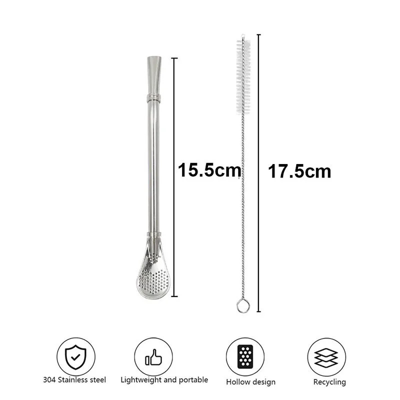 3pcs Stainless Steel Yerba Mate Cup Set: 350ML Gourd, Bombillas & Brush