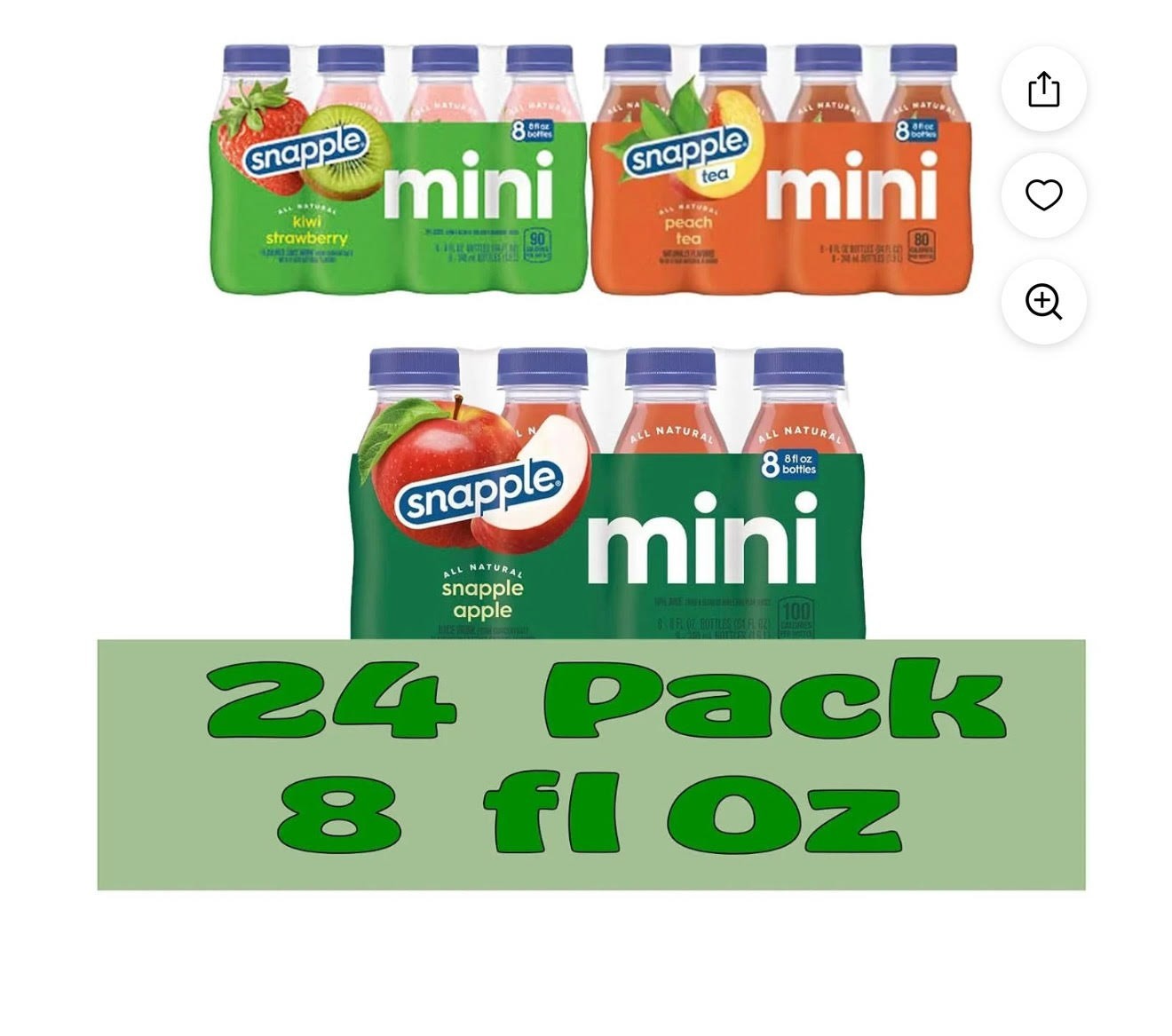 Snapple Variety 8 Fl oz Mini Plastic Bottles (Pack of 24)