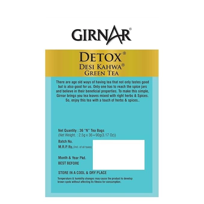 Girnar Food & Beverages Pvt. Ltd. Detox Green Tea – Desi Kahwa (36 Tea Bags) 90
