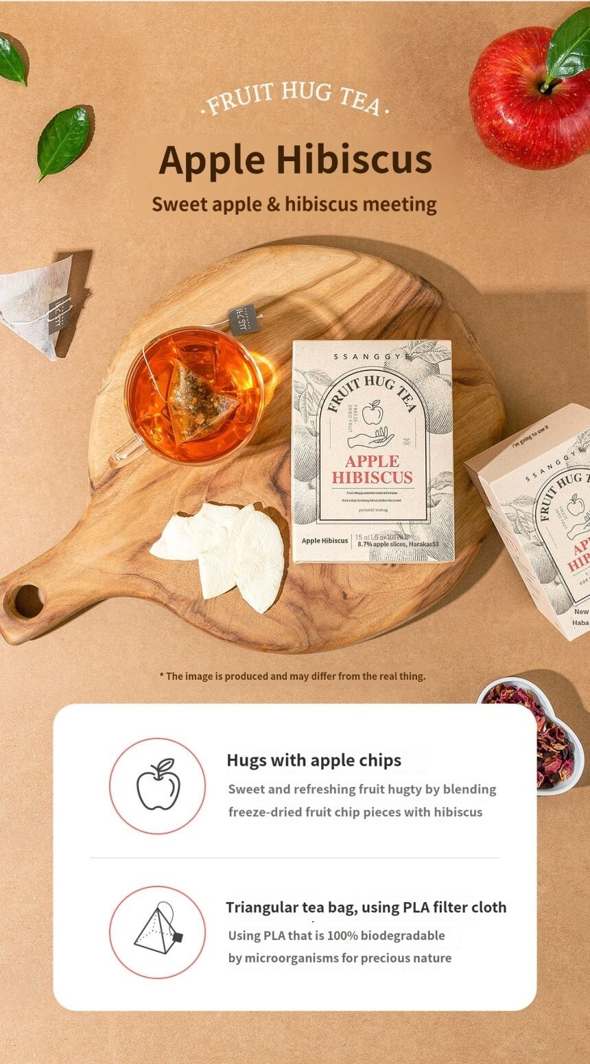 Ssanggye Tea Gift Set / dried Fruit Hug 30 Tea Bags, Apple /Lemon /Orange