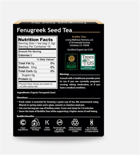 Buddha Teas Fenugreek Seed Tea 18 Tea Bags 2028