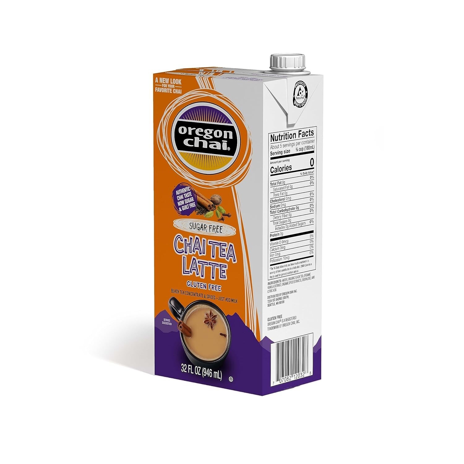 Authentic Sugar Free Organic Chai Concentrate, 6 Pack, 32 Fl Oz Per Container
