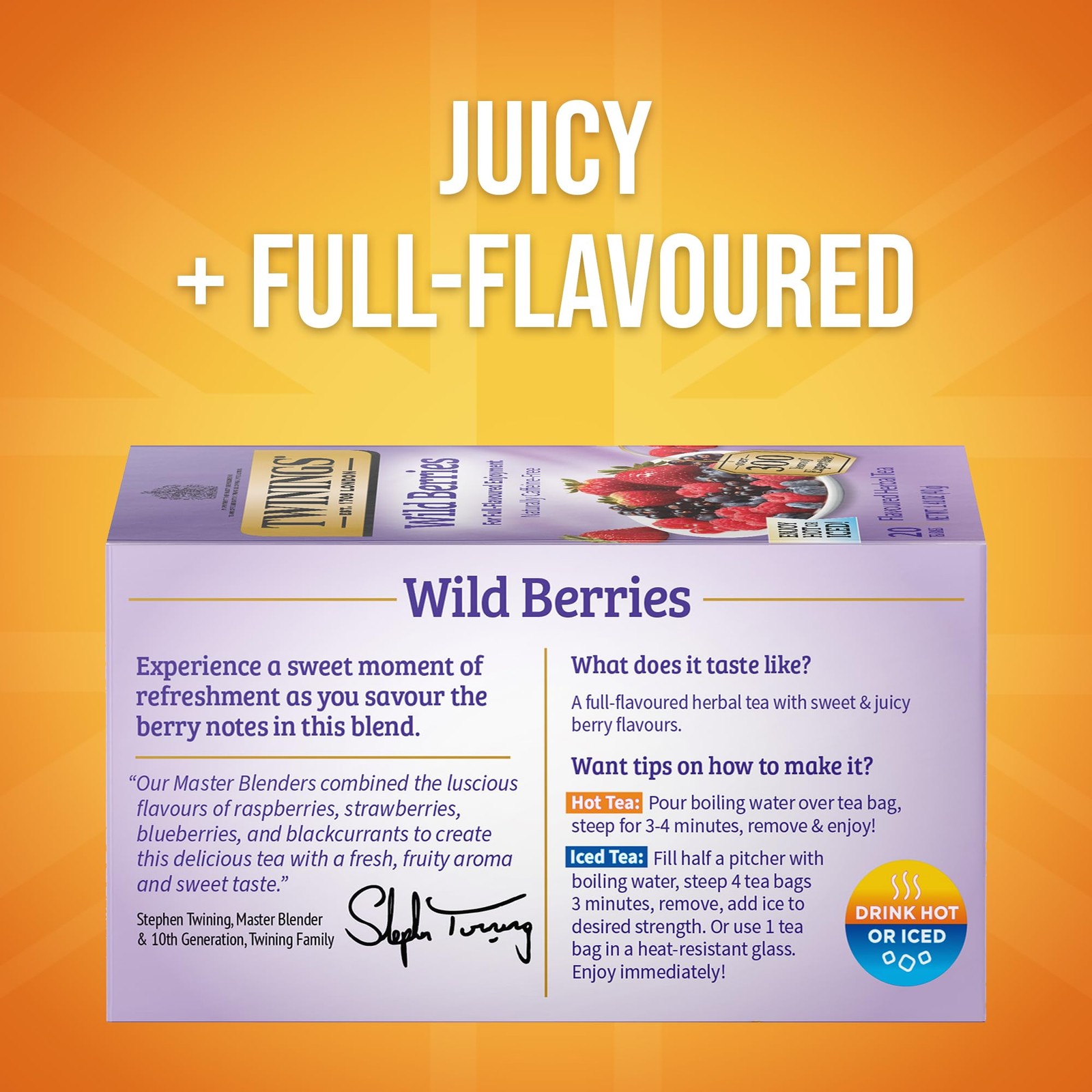 Twinings Wild Berries Herbal Tea 20 Count Caffeine Free Bedtime Tea Blend