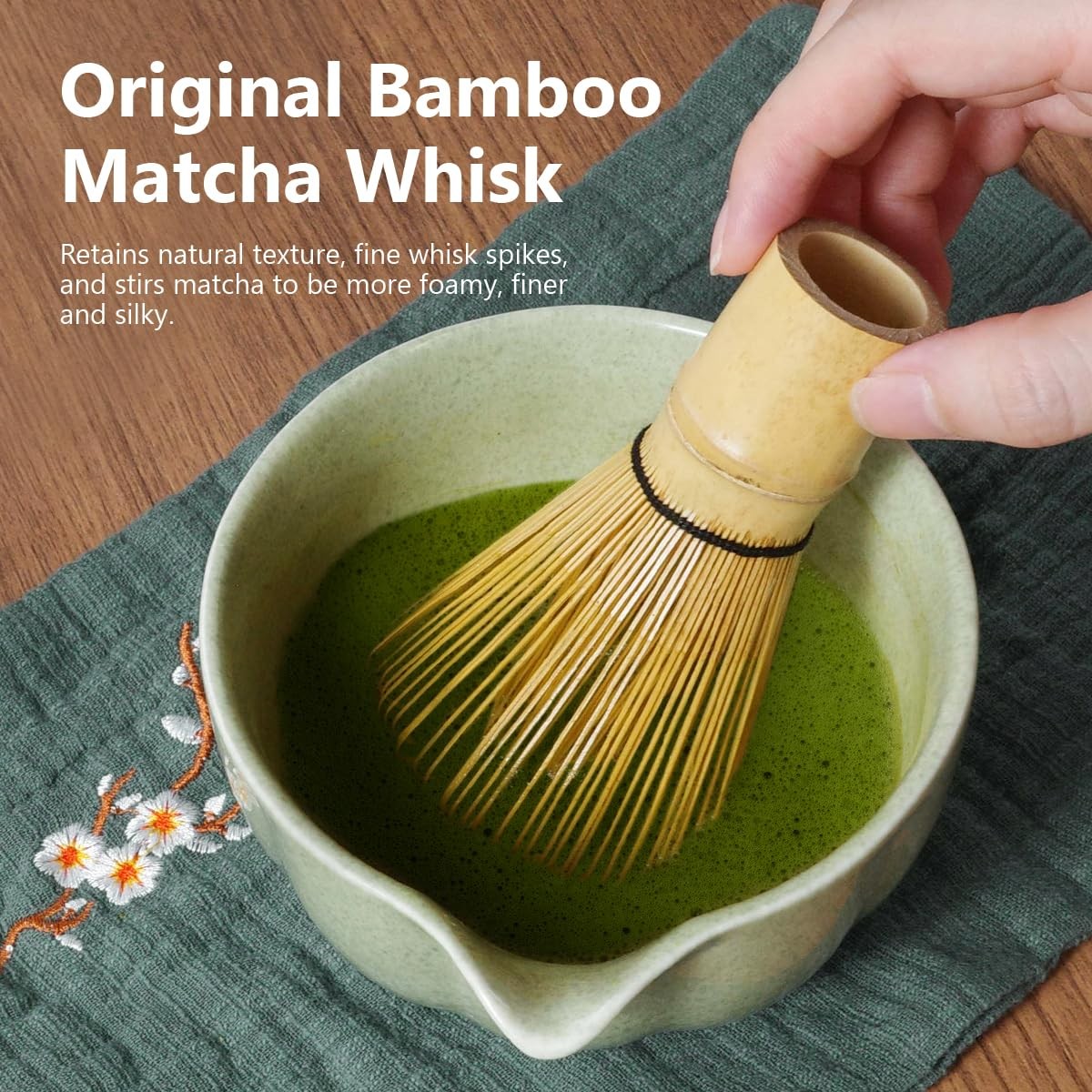 Matcha Whisk Set 7pc Bowl with Spout Tea Kit Sifter Towel Gift Set