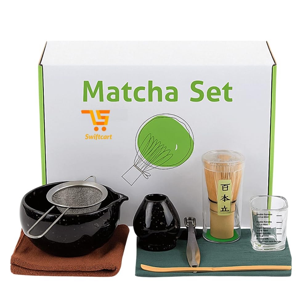 10 Piece Matcha Tea Set – Ceramic Bowl with Spout, Whisk & Holder, Scoop & Re…
