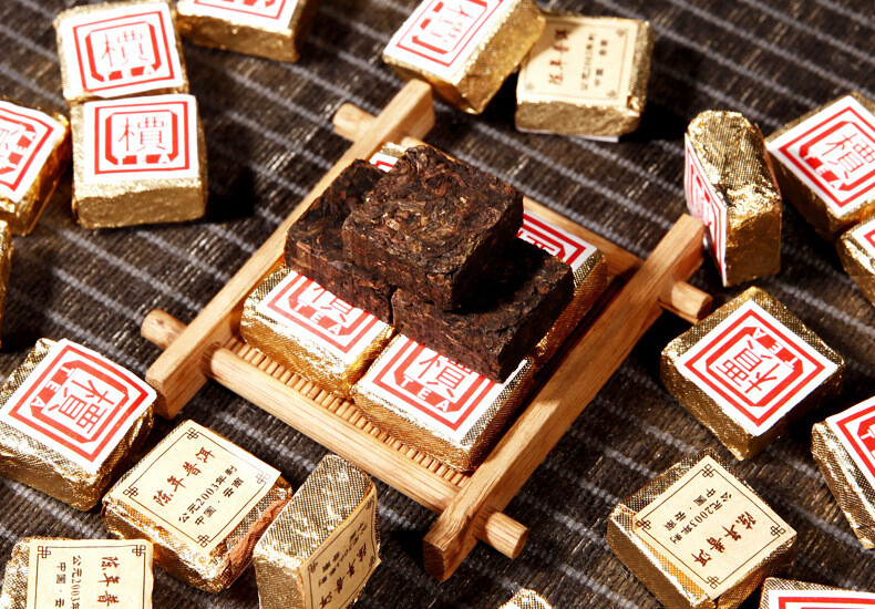 250g Old Pu’er Black Tea Ripe Puer Tea Brick Cooked Puerh Yellow Iron Box Yunnan